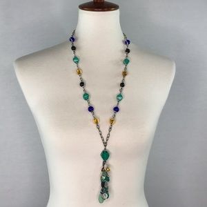 Coldwater Creek Silvertone Multicolored Glass Beaded Necklace